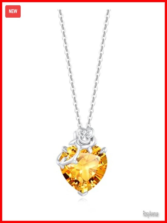 Jewelry - 14K Solid White Gold Birthstone Pendant Necklace with Sterling Silver Chain